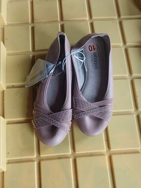 Ladies Pink Crystal-Strap Ballet Flats